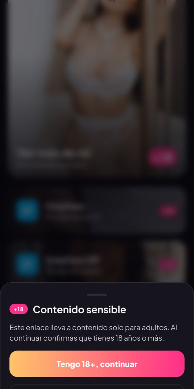 Ventana de aviso de contenido sensible +18