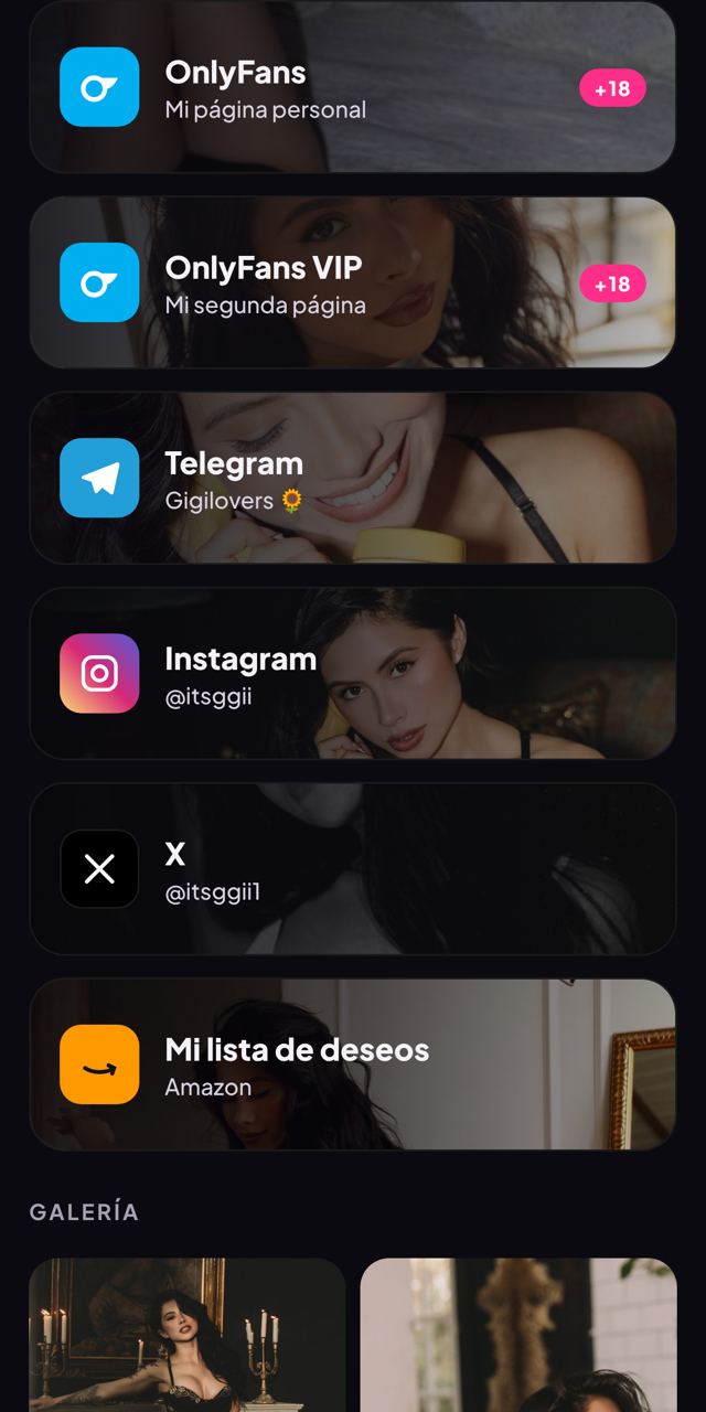 Botones con foto de fondo para OnlyFans, Telegram e Instagram